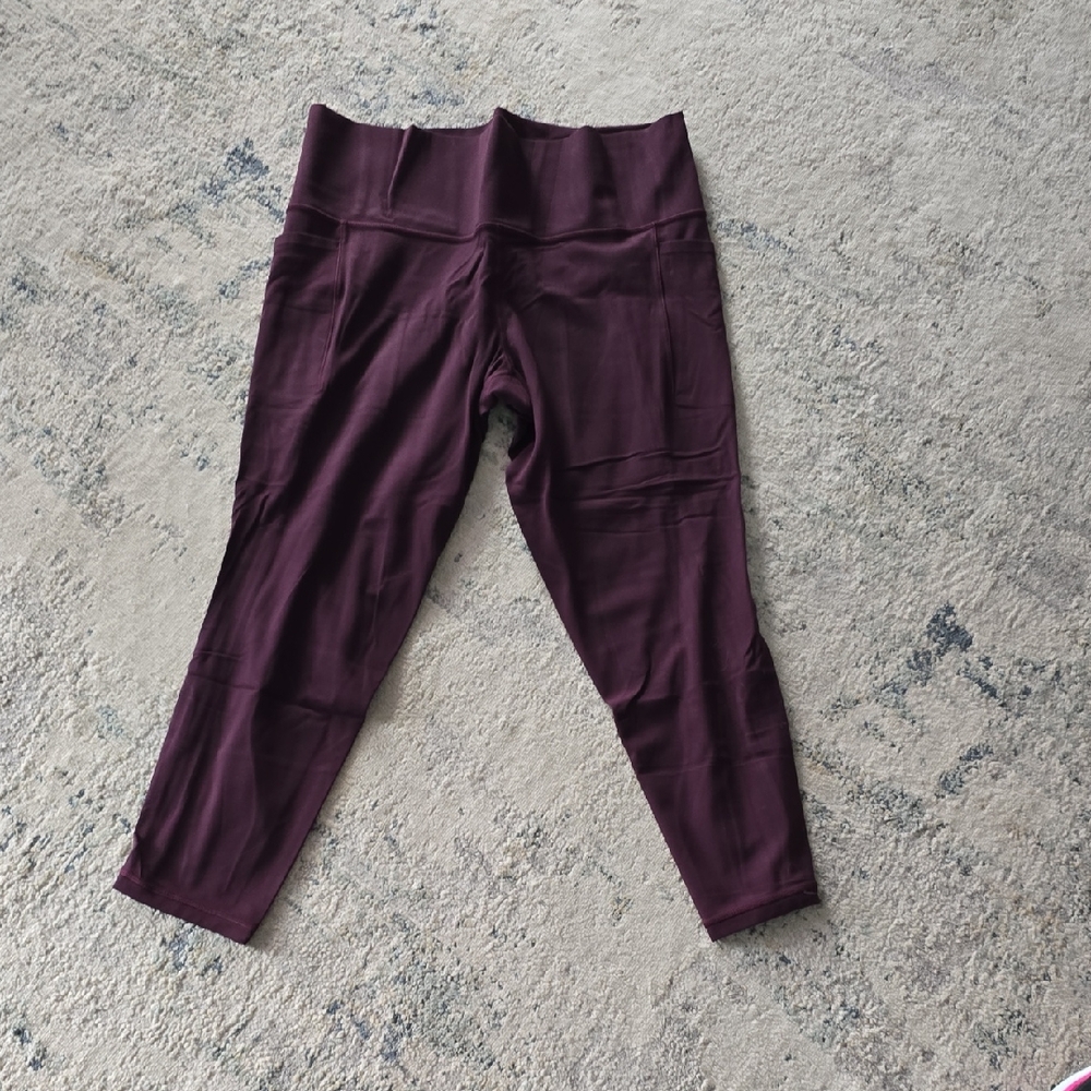 Athleta Womens Salutation Straight Tight Deep Purple Leggings